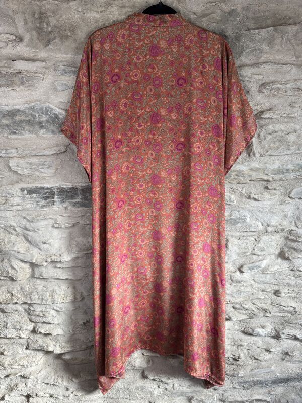 SALE // LONG KIMONO STYLE JACKET ONE SIZE UK10 to 28: sweet romantic pink, floral  - product images  of 