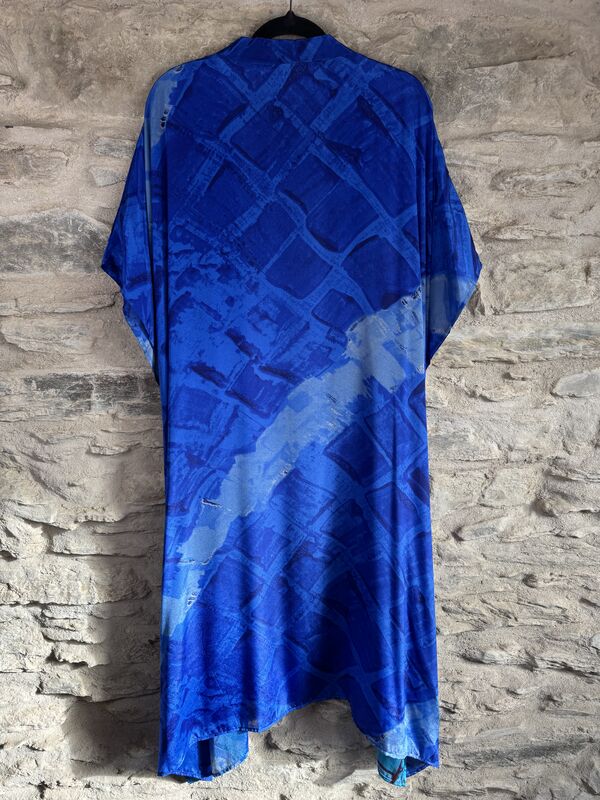 SALE // LONG KIMONO STYLE JACKET ONE SIZE UK10 to 28: shades of  blue - product images  of 