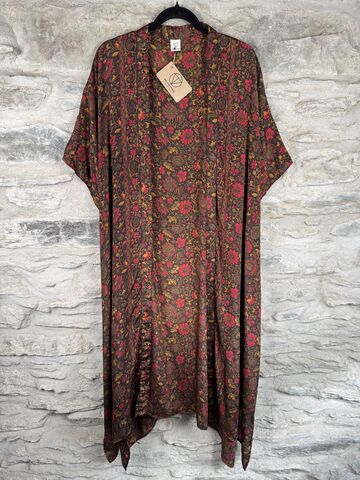 SALE,//,LONG,KIMONO,STYLE,JACKET,ONE,SIZE,UK10,to,28:,brown,,golden,,red,Brown, golden, red, long, Kimono, style, jacket, curvy, plus, size, on, the, verge