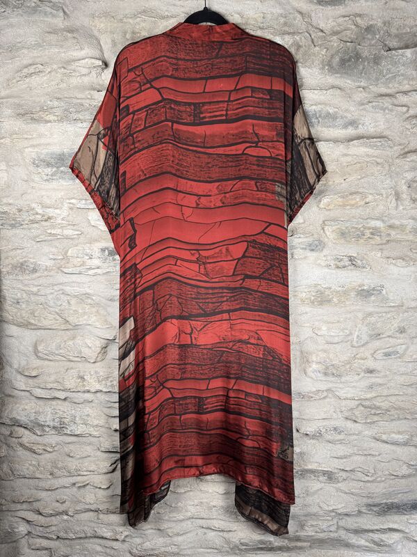 SALE // LONG KIMONO STYLE JACKET ONE SIZE UK10 to 28: burnt orange, brown, black - product images  of 