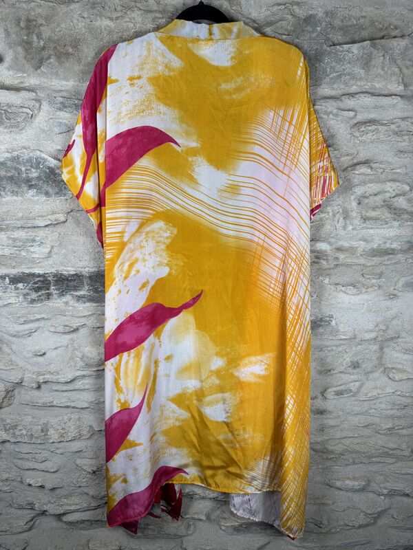 SALE // SHORTER LONG KIMONO STYLE JACKET ONE SIZE UK10 to 28: vibrant multicolour  - product images  of 