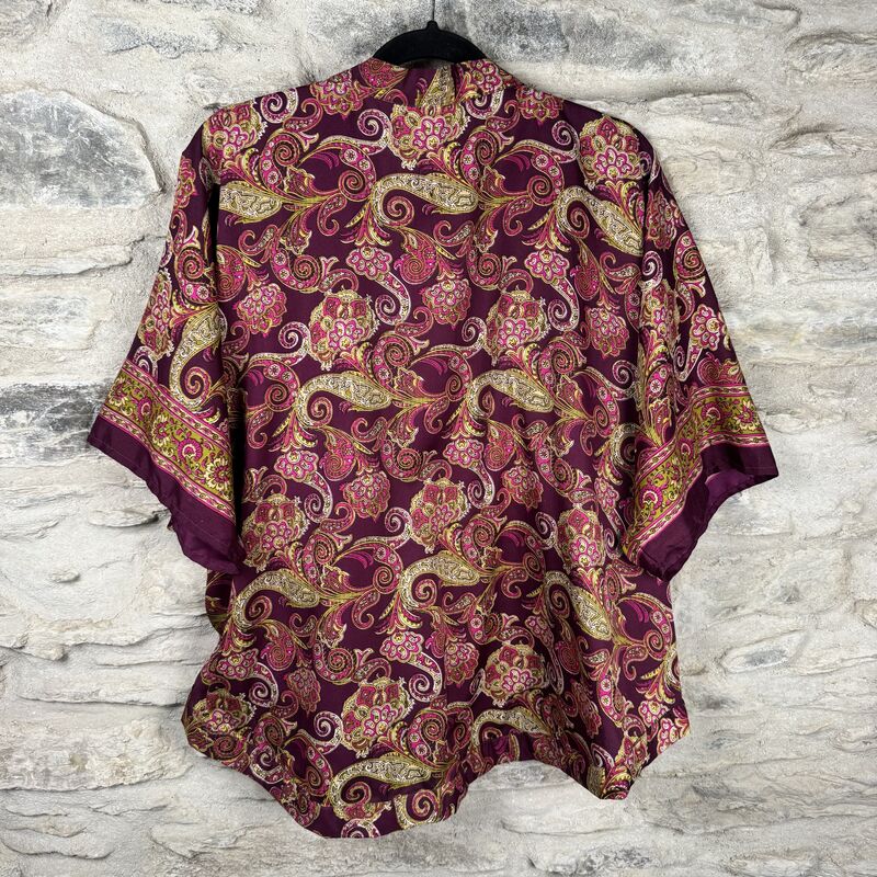 SALE // PETITE KIMONO STYLE JACKET UK8 to UK16: purple, paisley - product images  of 