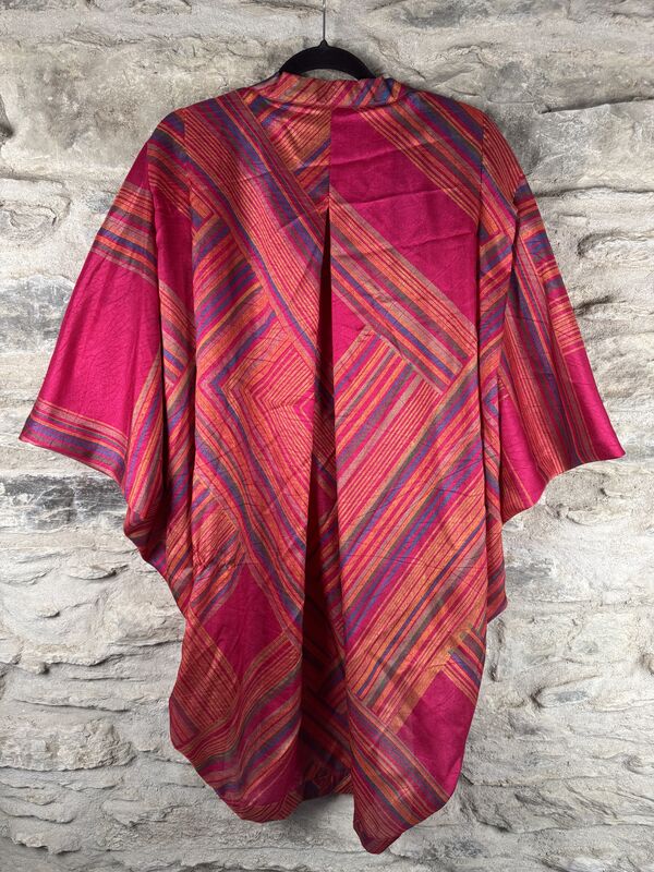SALE // ORIGINAL KIMONO style jacket UK8 to UK14 POLY like RAW SILK: pink, multicolour  - product images  of 