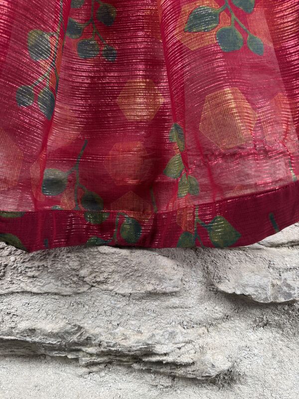 SALE // ORIGINAL KIMONO style jacket UK8 to UK14 POLY: pink, see through with golden threads  - product images  of 