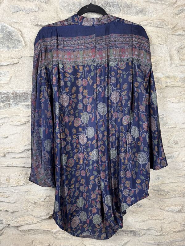 SALE // ORIGINAL KIMONO style jacket UK8 to UK14: blue, floral  - product images  of 