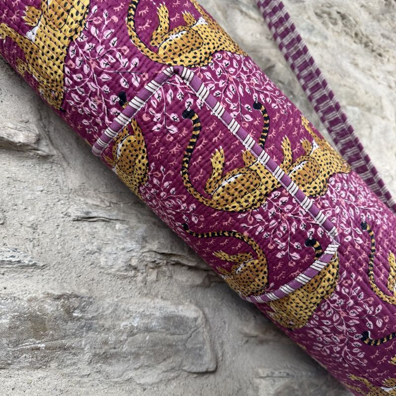 COTTON YOGA MAT BAG: purple with tigers  - product images  of 
