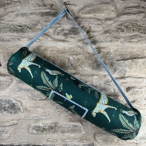 COTTON,YOGA,MAT,BAG:,green,,jungle,theme,green, jungle, cotton, yoga, mat, bag, on, the, verge