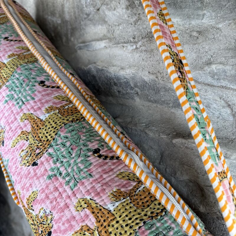 COTTON YOGA MAT BAG: light pink, jungle theme   - product images  of 