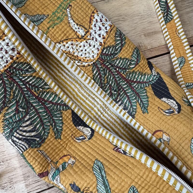 COTTON YOGA MAT BAG: mustard, jungle theme   - product images  of 