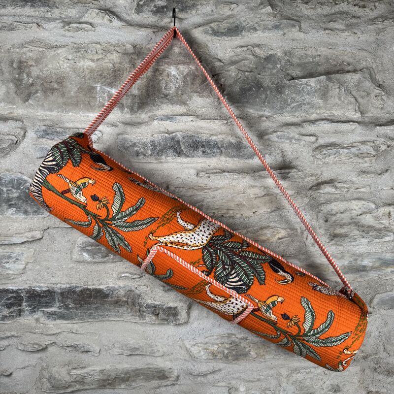 COTTON YOGA MAT BAG: orange, floral - product images  of 