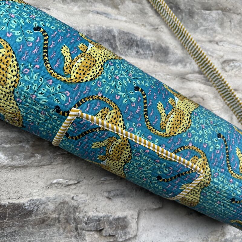 COTTON YOGA MAT BAG: blue with tigers  - product images  of 