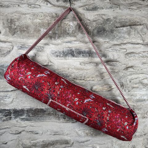 COTTON,YOGA,MAT,BAG:,red,,floral,red, floral, cotton, yoga, mat, bag, on, the, verge