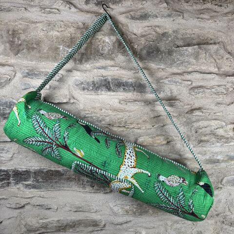 COTTON,YOGA,MAT,BAG:,green,,jungle,green, jungle , cotton, yoga, mat, bag, on, the, verge