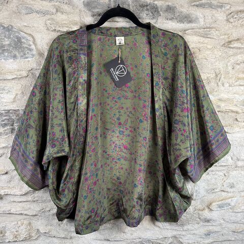 PETITE,KIMONO,STYLE,JACKET,UK8,to,UK12:,moss,green,,floral,Moss, Green, floral, Petite, Kimono, style, jacket, handmade, ireland 