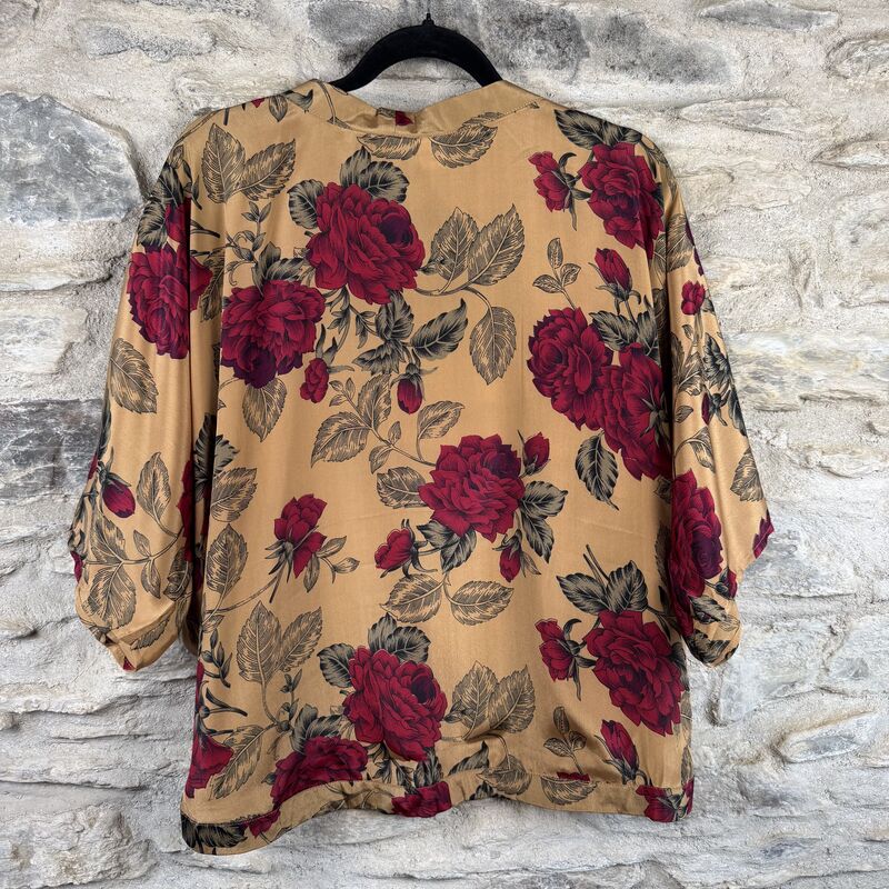 PETITE KIMONO STYLE JACKET UK8 to UK12: warm sand, raspberry floral - product images  of 