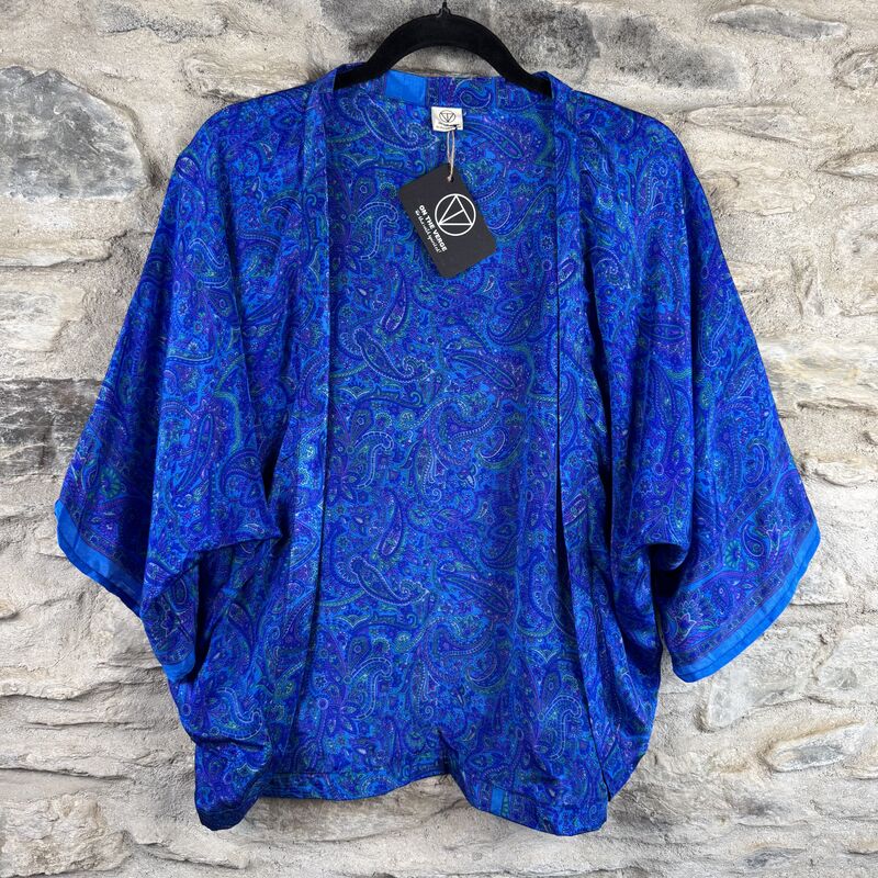 PETITE KIMONO STYLE JACKET UK8 to UK12: electric blue, floral - product images  of 
