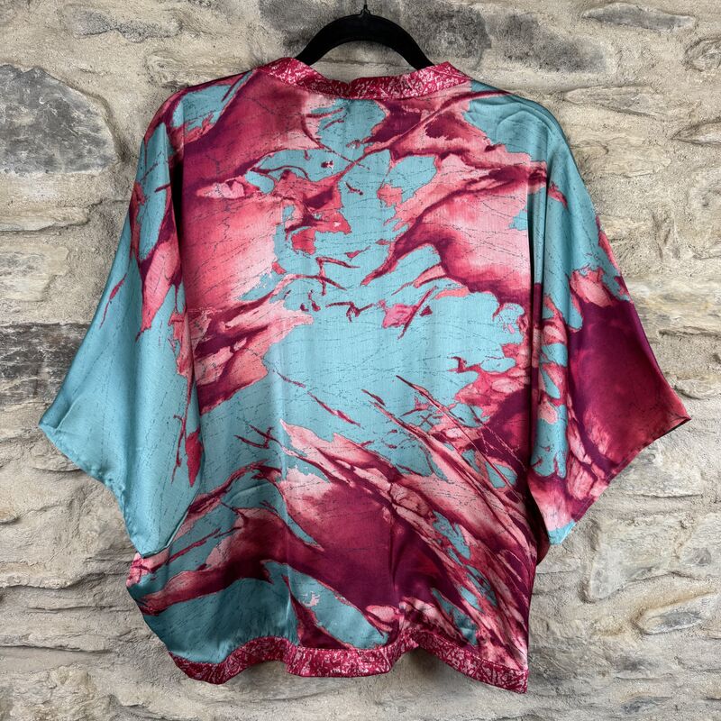 PETITE KIMONO STYLE JACKET UK8 to UK12: aqua blue, hot pink - product images  of 