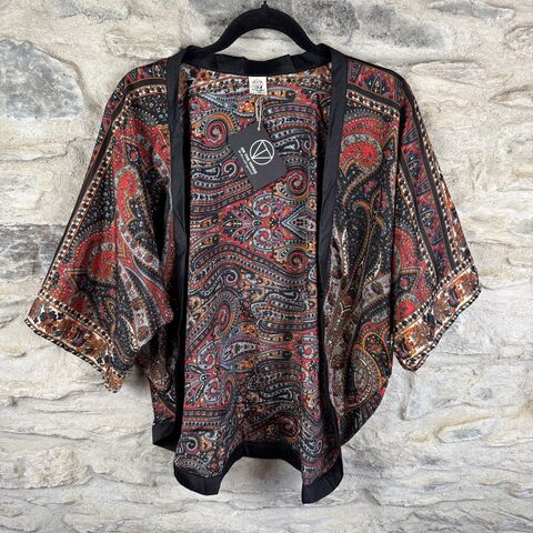 PETITE,KIMONO,STYLE,JACKET,UK8,to,UK12:,black,,red,,yellow,,paisley,black, red, yellow, paisley, Petite, Kimono, style, jacket, handmade, ireland 