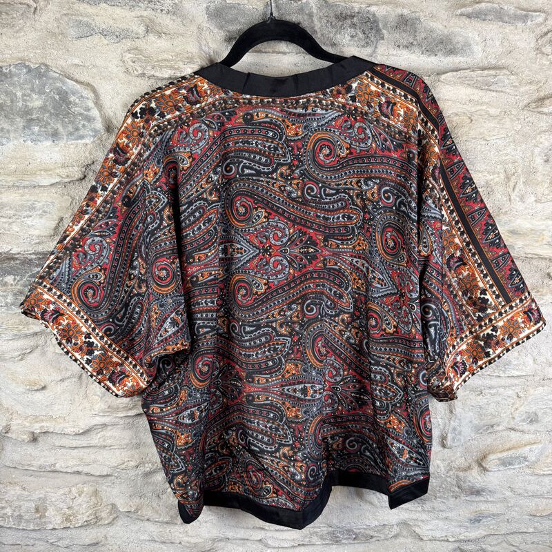 PETITE KIMONO STYLE JACKET UK8 to UK12: black, red, yellow, paisley - product images  of 