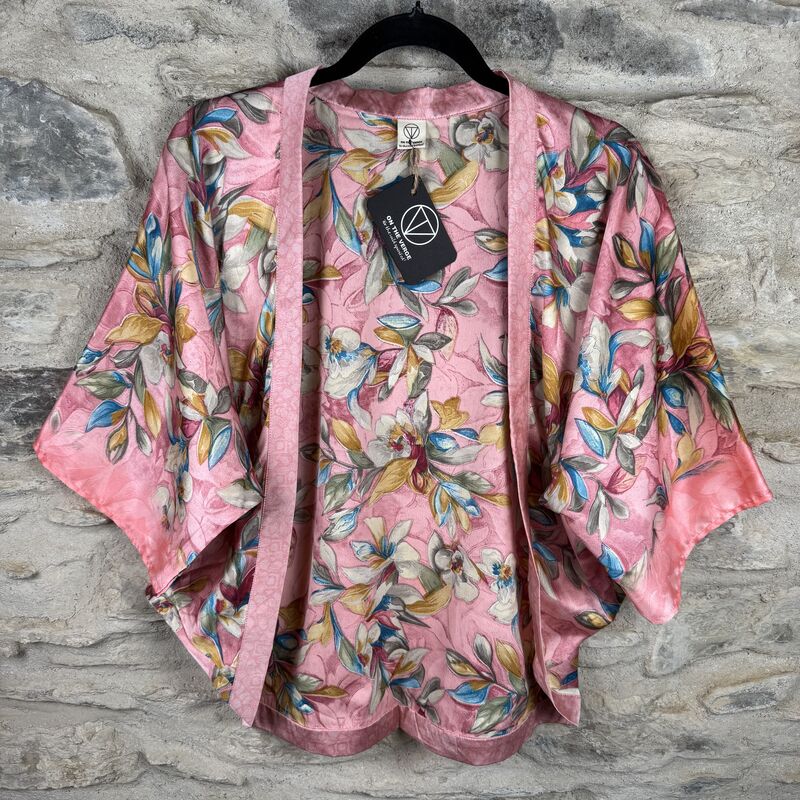 PETITE KIMONO STYLE JACKET UK8 to UK12: pink, floral - product images  of 