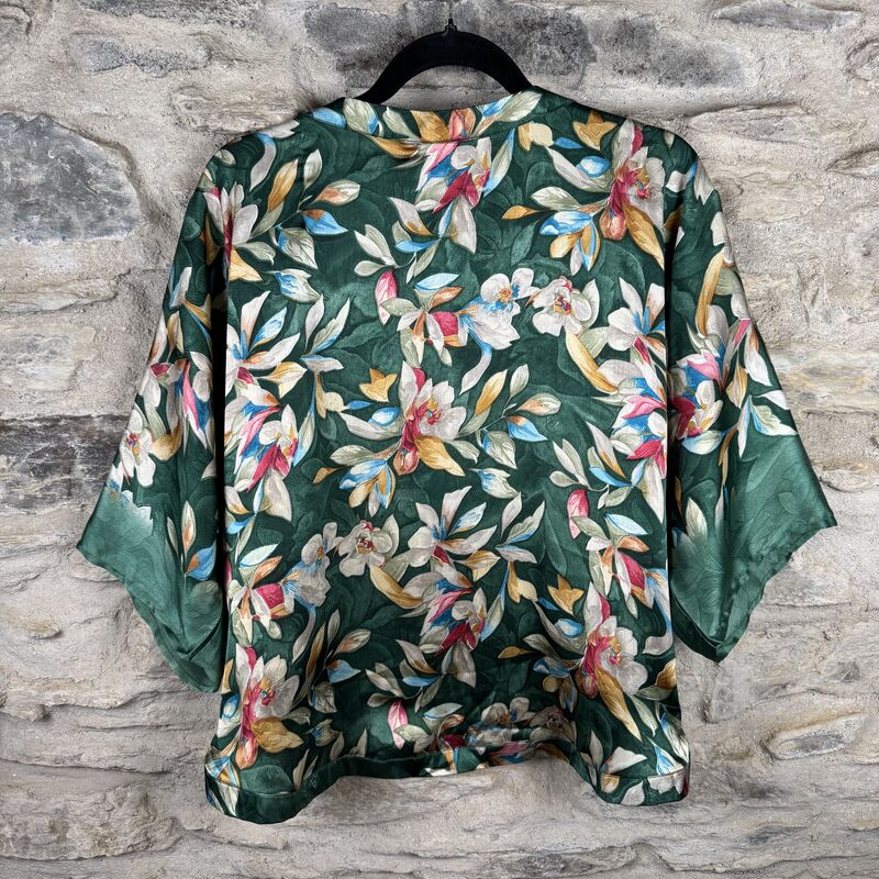 PETITE KIMONO STYLE JACKET UK8 to UK12: green, floral - product images  of 