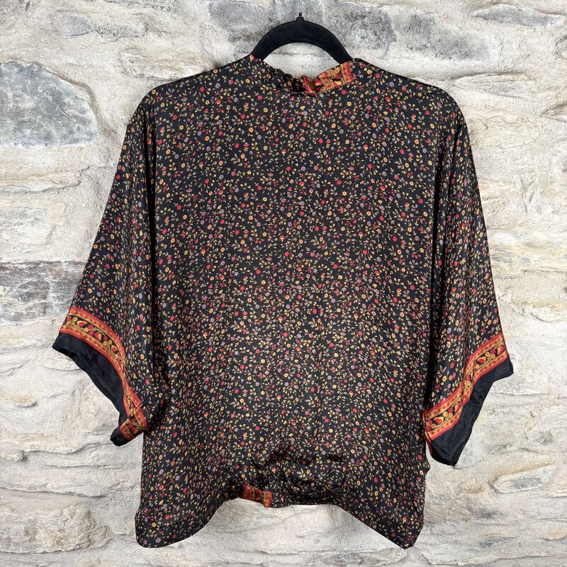 PETITE KIMONO STYLE JACKET UK8 to UK12: black, floral - product images  of 