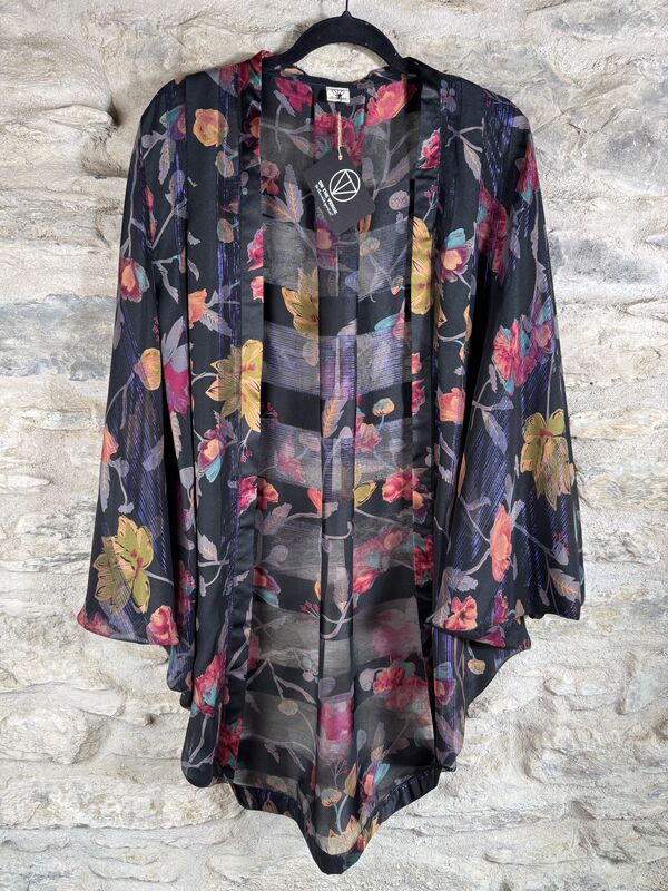 ORIGINAL KIMONO style jacket UK8 to UK18: black, pink, blue, green with silver threads - product images  of 