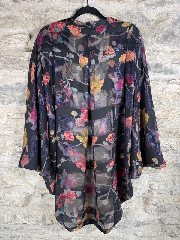 ORIGINAL KIMONO style jacket UK8 to UK18: black, pink, blue, green with silver threads - product images  of 