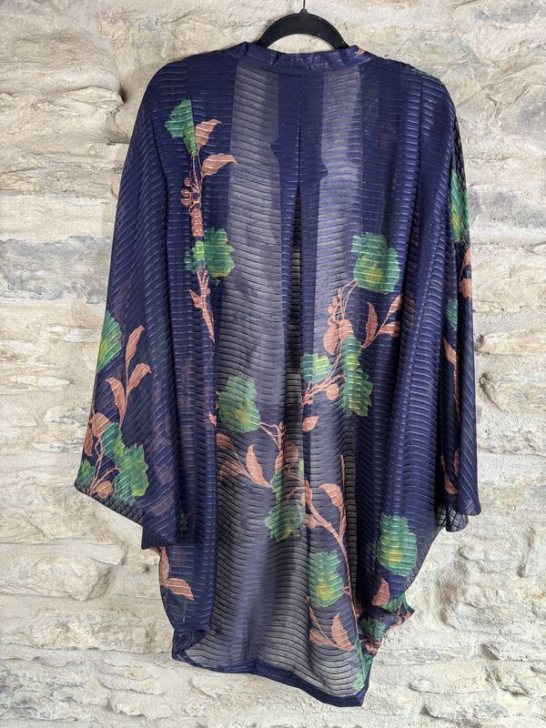 ORIGINAL KIMONO style jacket UK8 to UK18: navy blue, orange, green with silver threads - product images  of 