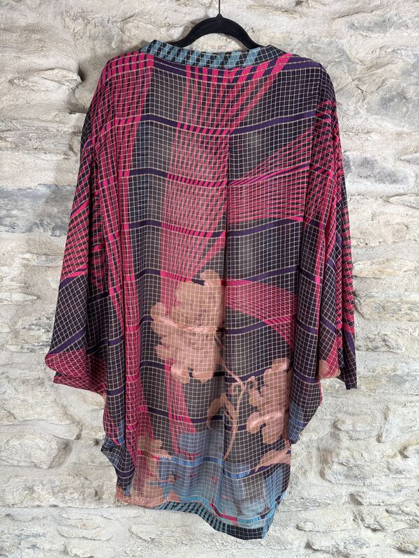 ORIGINAL KIMONO style jacket UK8 to UK18: dark grey, blue, pink, sand with white threads - product images  of 