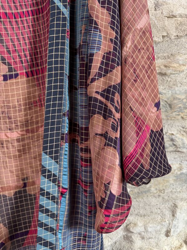 ORIGINAL KIMONO style jacket UK8 to UK18: dark grey, blue, pink, sand with white threads - product images  of 