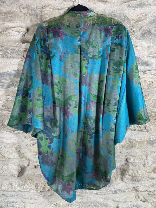 ORIGINAL KIMONO style jacket UK8 to 18: blue, green with golden threads - product images  of 