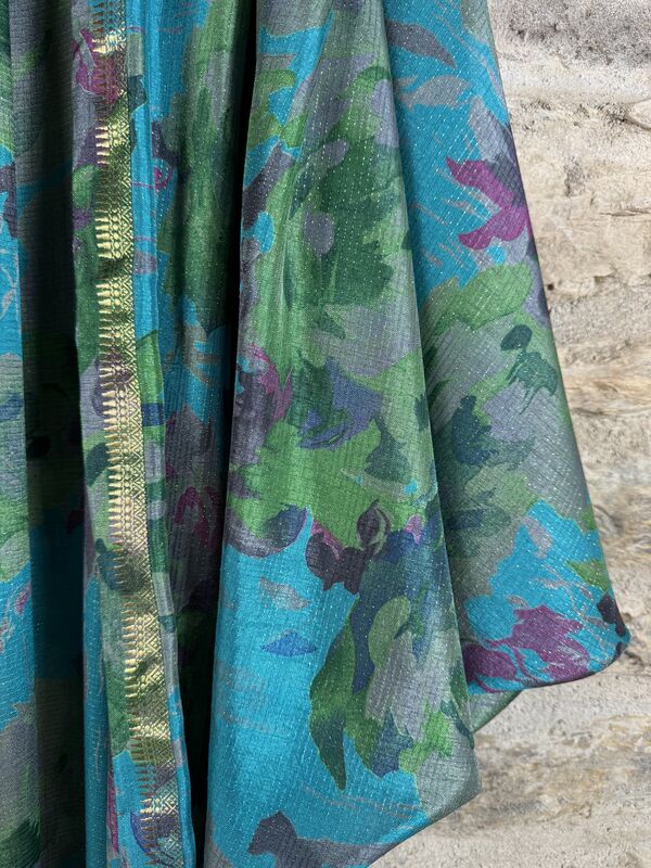 ORIGINAL KIMONO style jacket UK8 to 18: blue, green with golden threads - product images  of 