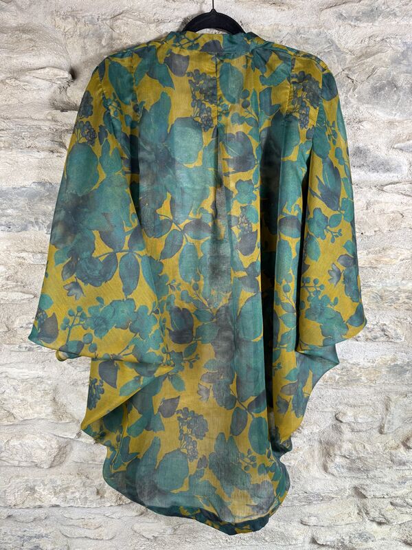 ORIGINAL KIMONO style jacket UK8 to UK16: mustard and teal, floral - product images  of 