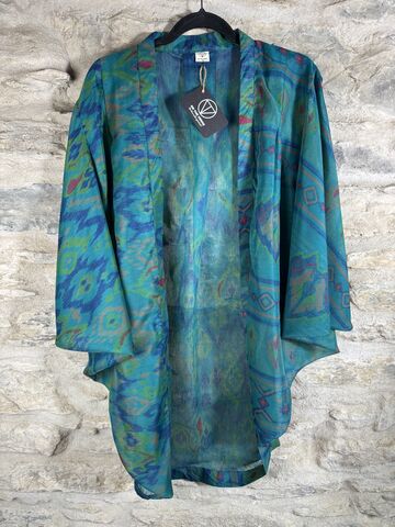 ORIGINAL,KIMONO,style,jacket,UK8,to,UK16:,mustard,and,teal,,floral,mustard and teal, floral, kimono, style jacket, soft, polyester, kaftan, jacket, cardigan, ontheverge