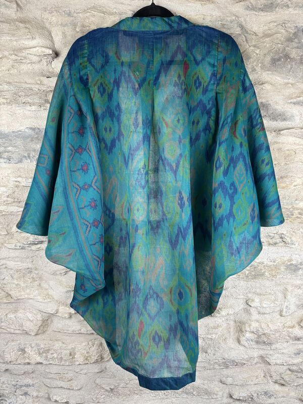 ORIGINAL KIMONO style jacket UK8 to UK16: mustard and teal, floral - product images  of 