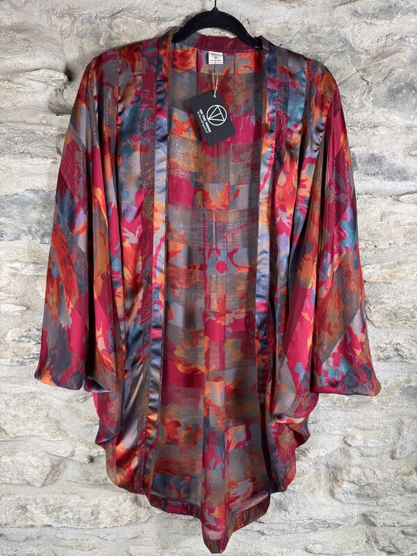 ORIGINAL KIMONO style jacket UK8 to UK16: hot pink, grey, orange with silver threads - product images  of 
