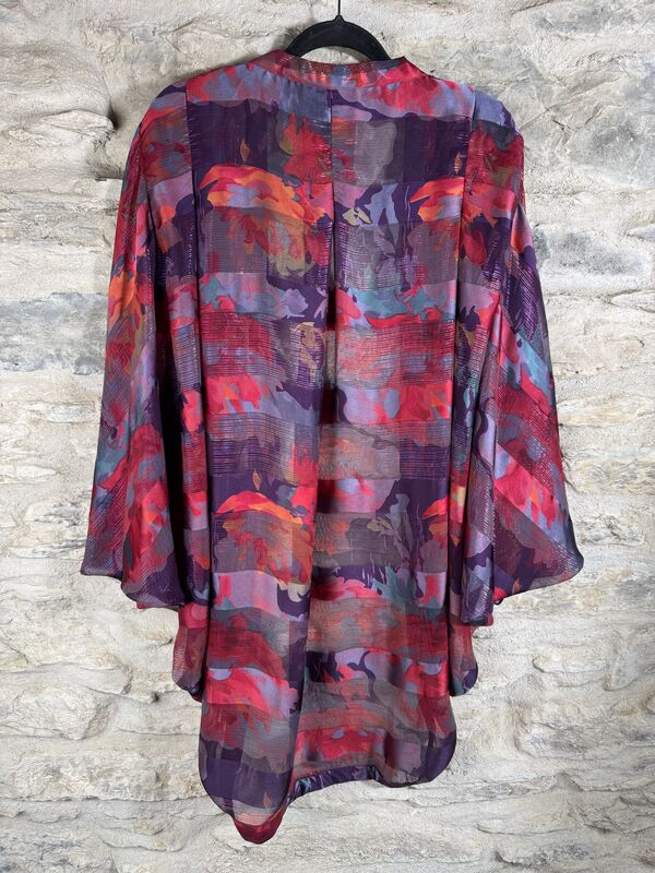 ORIGINAL KIMONO style jacket UK8 to UK16: hot pink, purple, grey, orange with silver threads - product images  of 