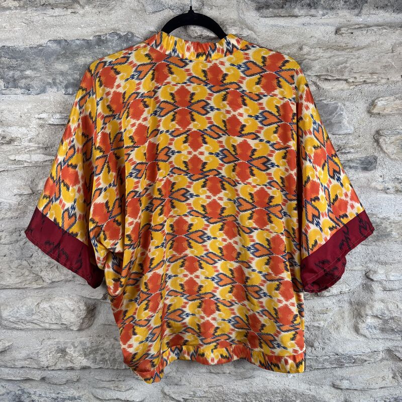 SALE // PETITE KIMONO STYLE JACKET UK10 to UK14: Orange, yellow, red - product images  of 