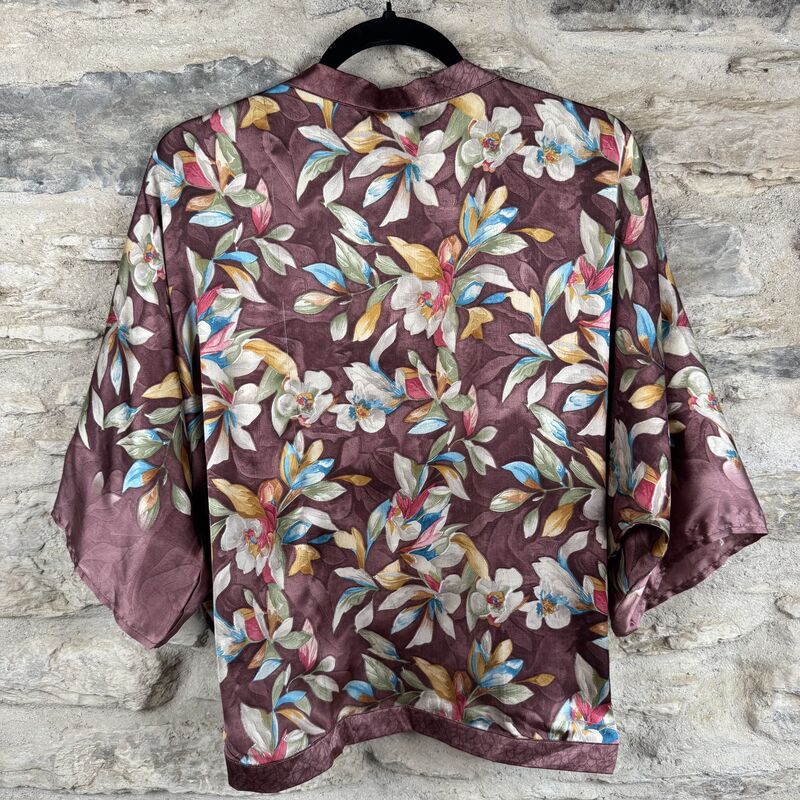 SALE // PETITE KIMONO STYLE JACKET UK8 to UK12: mauve, floral - product images  of 