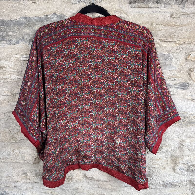 SALE // PETITE KIMONO STYLE JACKET UK8 to UK12: blue, red, floral  - product images  of 