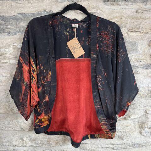 SALE,//,PETITE,KIMONO,STYLE,JACKET,UK8,to,UK12:,black,,copper,,abstract,black, copper, abstract, Petite, Kimono, style, jacket, handmade, ireland 