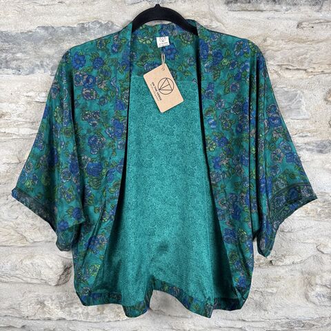 SALE,//,PETITE,KIMONO,STYLE,JACKET,UK8,to,UK12:,emerald,green,,floral,emerald green, floral, Petite, Kimono, style, jacket, handmade, ireland 
