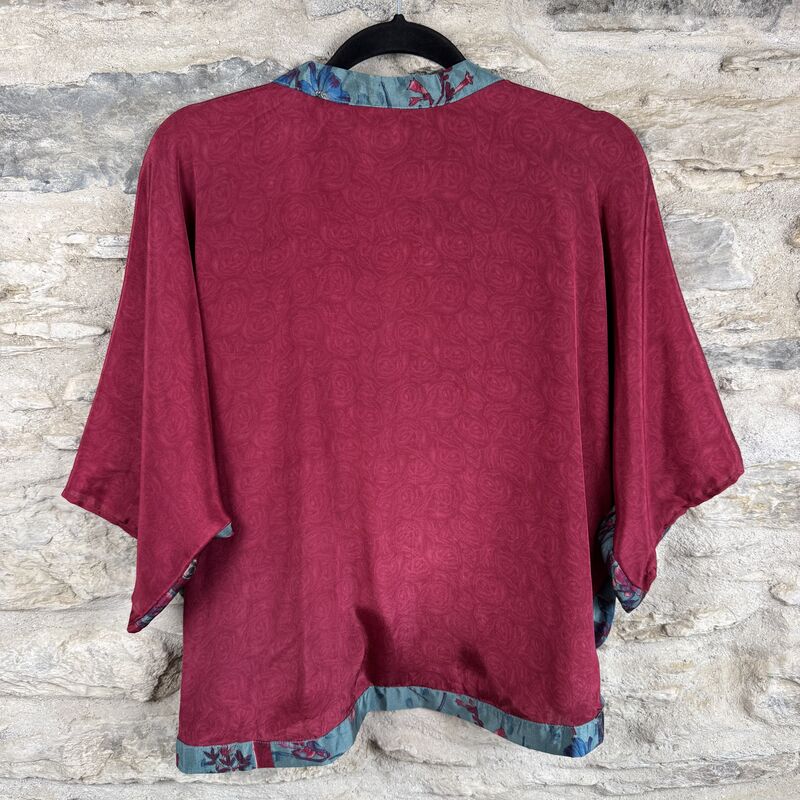SALE // PETITE KIMONO STYLE JACKET UK8 to UK14: raspberry pink, floral - product images  of 
