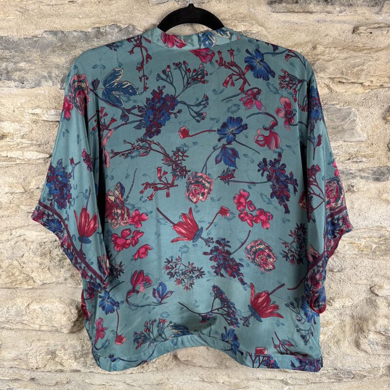 SALE // PETITE KIMONO STYLE JACKET UK8 to UK14: blue, pink, floral - product images  of 