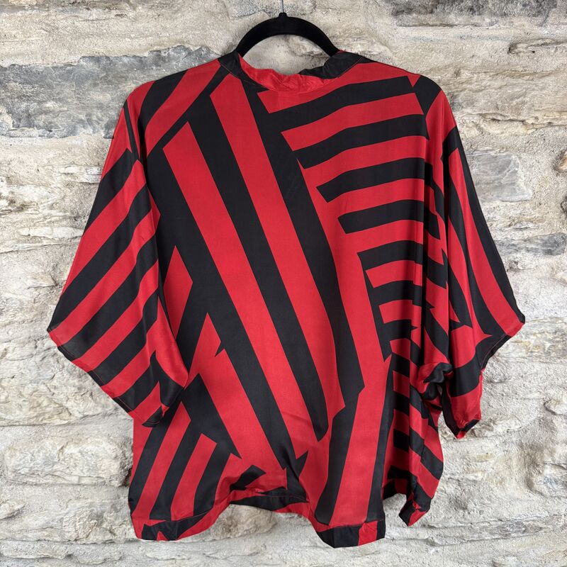 SALE // PETITE KIMONO STYLE JACKET UK8 to UK14: red, black, stripes - product images  of 