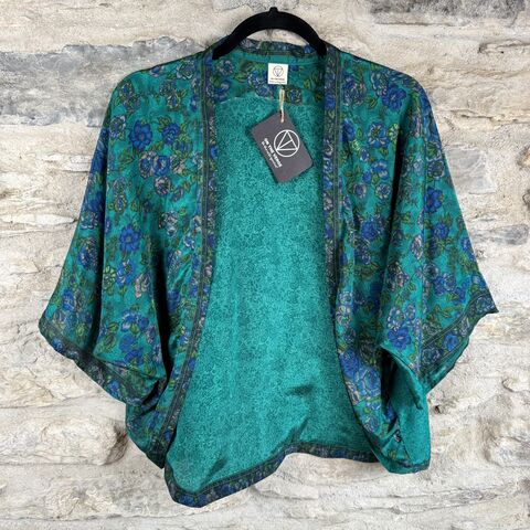 SALE,//,PETITE,KIMONO,STYLE,JACKET,UK8,to,UK14:,emerald,green,,floral,emerald green, floral, Petite, Kimono, style, jacket, handmade, ireland 