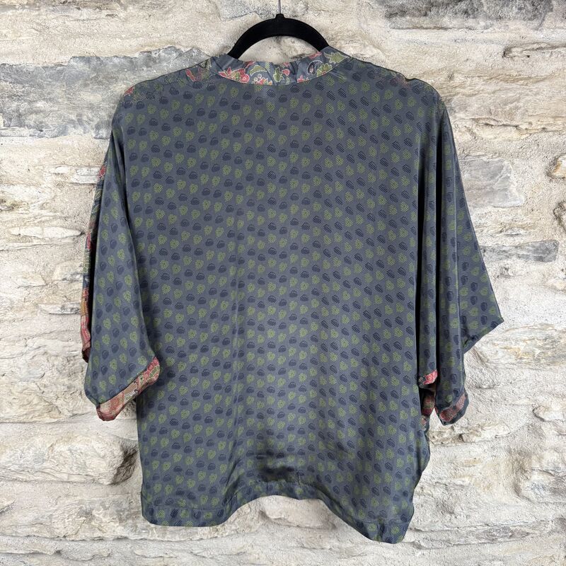 SALE // PETITE KIMONO STYLE JACKET UK8 to UK14: grey, floral  - product images  of 