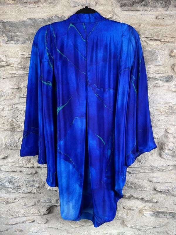 SALE // ORIGINAL KIMONO style jacket UK8 to UK14: blue, some teal, abstract - product images  of 