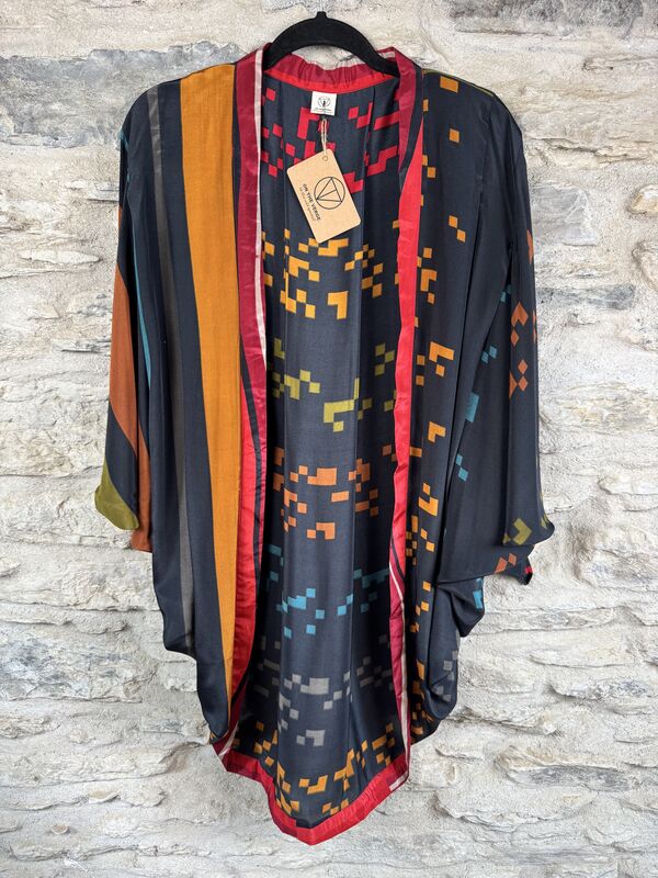 SALE // ORIGINAL KIMONO style jacket UK8 to UK14: black, red, green, rust,  - product images  of 